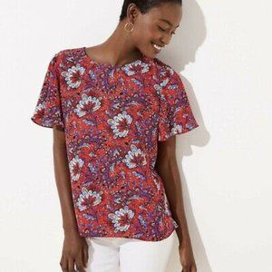LOFT Floral Tie Back Top Blouse